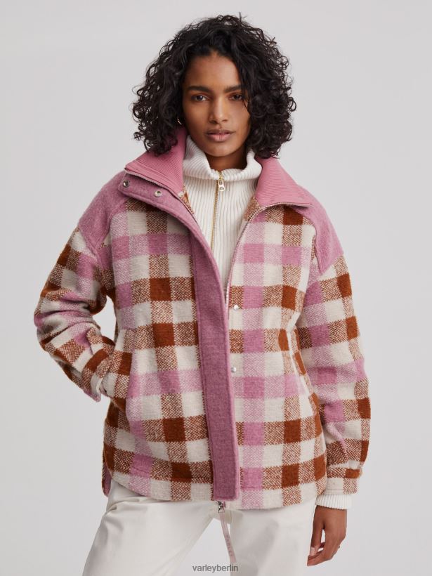 Varley Alma-Jacke Frauen B2X2PN429 Karamellfarbenes Midi-Karomuster Bekleidung