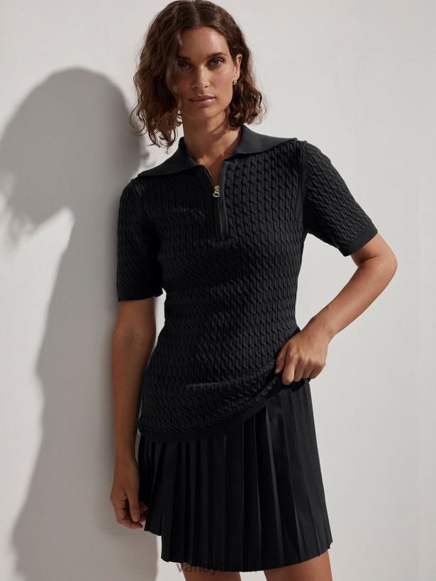 Varley Lillian Off-Court-Polo Frauen B2X2PN141 Schwarz Bekleidung