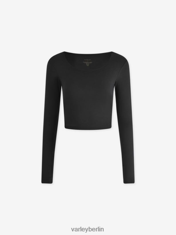 Varley Immer warmes, kurz geschnittenes Sloan-T-Shirt Frauen B2X2PN222 schwarzer Mergel Bekleidung