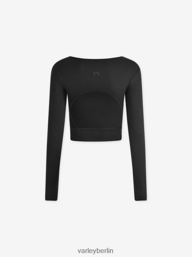 Varley Immer warmes, kurz geschnittenes Sloan-T-Shirt Frauen B2X2PN222 schwarzer Mergel Bekleidung