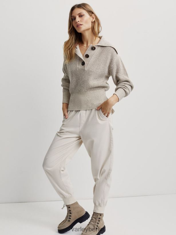 Varley Audrey-Strickpolo Frauen B2X2PN197 Olivensandfleck Bekleidung