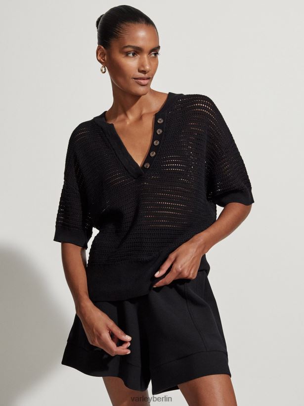 Varley Callie-Strickoberteil Frauen B2X2PN82 Schwarz Bekleidung