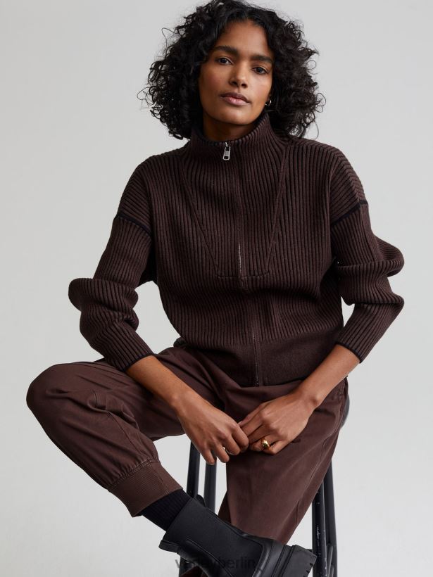 Varley Carmen-Strickjacke Frauen B2X2PN179 Kaffeebohne Bekleidung