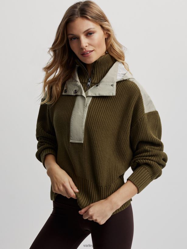 Varley Carter-Pullover mit halbem Reißverschluss Frauen B2X2PN200 dunkle Olivenmischung Bekleidung