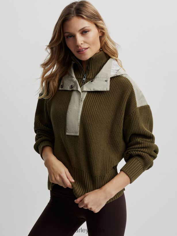 Varley Carter-Pullover mit halbem Reißverschluss Frauen B2X2PN200 dunkle Olivenmischung Bekleidung