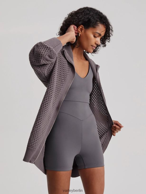Varley Cassady-Strickjacke Frauen B2X2PN155 tiefe Holzkohle Bekleidung