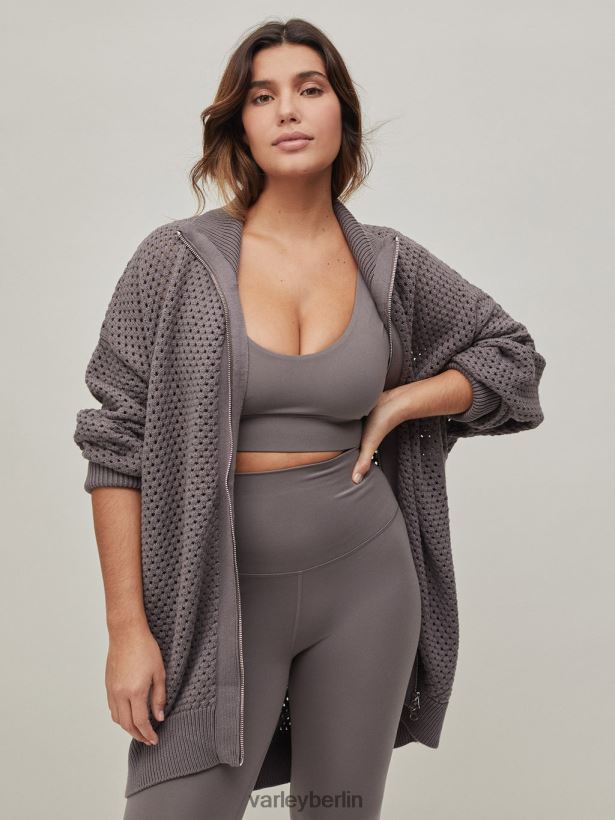 Varley Cassady-Strickjacke Frauen B2X2PN155 tiefe Holzkohle Bekleidung