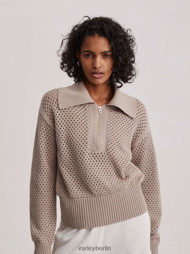 Varley Lilien-Strickpolo Frauen B2X2PN152 taupefarbener Ton Bekleidung