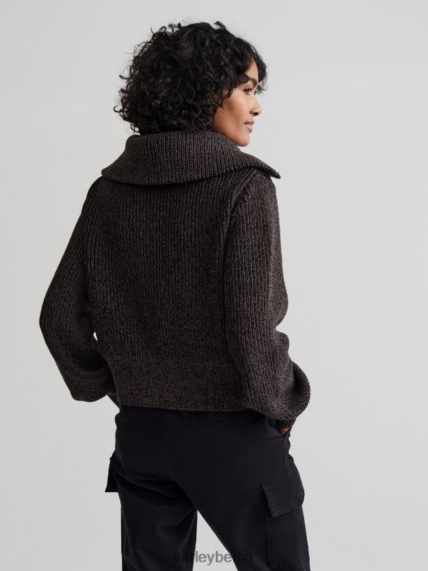Varley Mentone-Strickpullover mit halbem Reißverschluss Frauen B2X2PN216 schwarzer Fleck Bekleidung