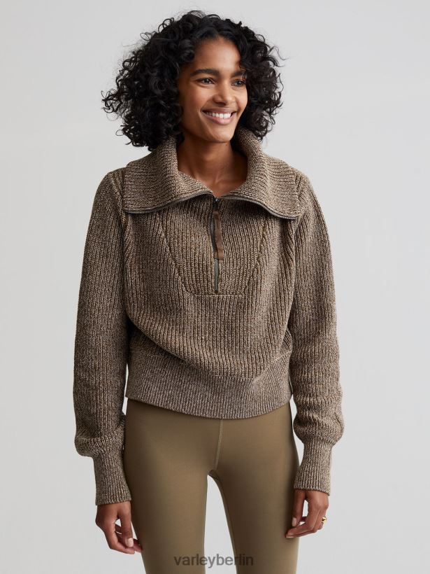 Varley Mentone-Strickpullover mit halbem Reißverschluss Frauen B2X2PN217 dunkler Olivenfleck Bekleidung