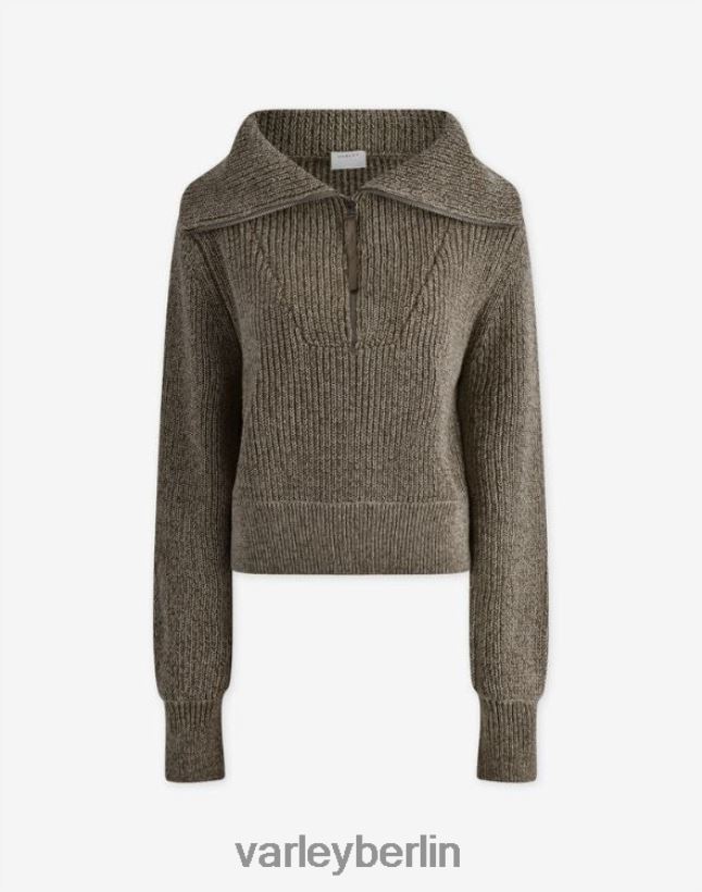 Varley Mentone-Strickpullover mit halbem Reißverschluss Frauen B2X2PN217 dunkler Olivenfleck Bekleidung