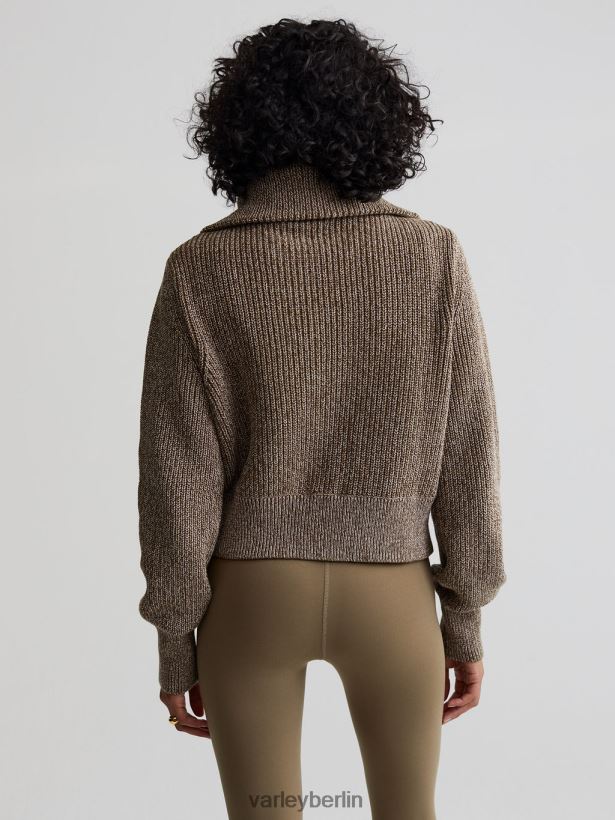 Varley Mentone-Strickpullover mit halbem Reißverschluss Frauen B2X2PN217 dunkler Olivenfleck Bekleidung