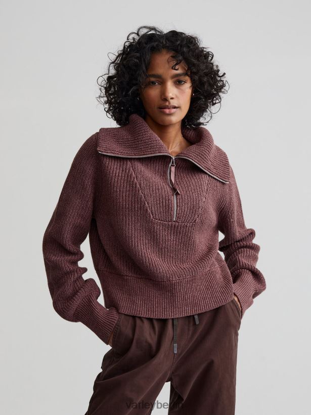 Varley Mentone-Strickpullover mit halbem Reißverschluss Frauen B2X2PN219 Rosa-Taupe-Sprenkel Bekleidung