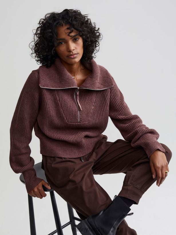 Varley Mentone-Strickpullover mit halbem Reißverschluss Frauen B2X2PN219 Rosa-Taupe-Sprenkel Bekleidung