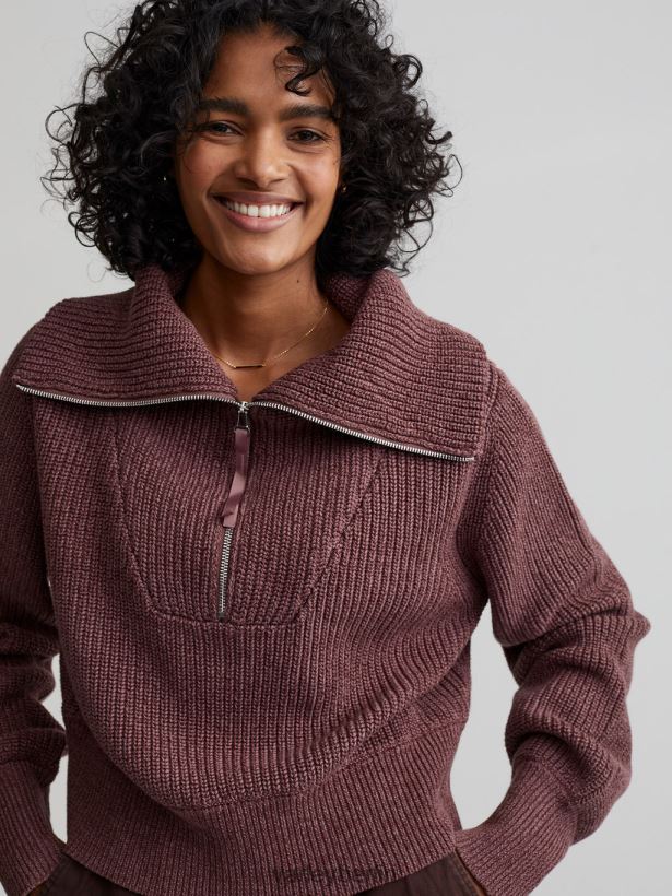 Varley Mentone-Strickpullover mit halbem Reißverschluss Frauen B2X2PN219 Rosa-Taupe-Sprenkel Bekleidung