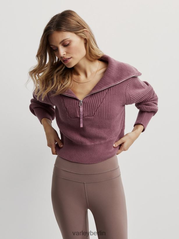 Varley Mentone-Strickpullover mit halbem Reißverschluss Frauen B2X2PN221 rosabraun Bekleidung