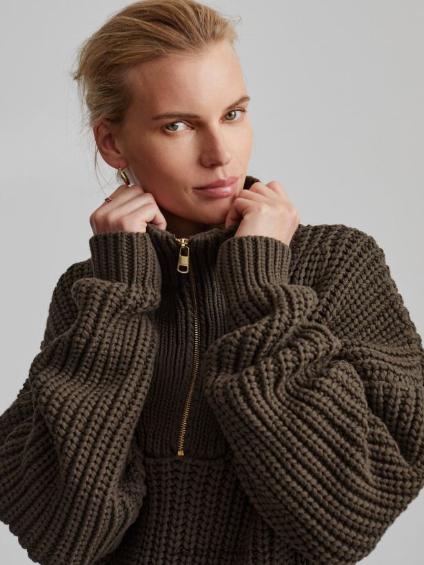 Varley Natalia Pullover mit halbem Reißverschluss Frauen B2X2PN185 Zaunkönig Bekleidung