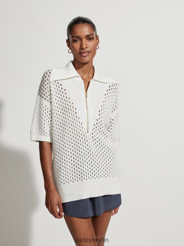 Varley Teagan Boxy-Strick-Polo Frauen B2X2PN69 Schneewittchen Bekleidung