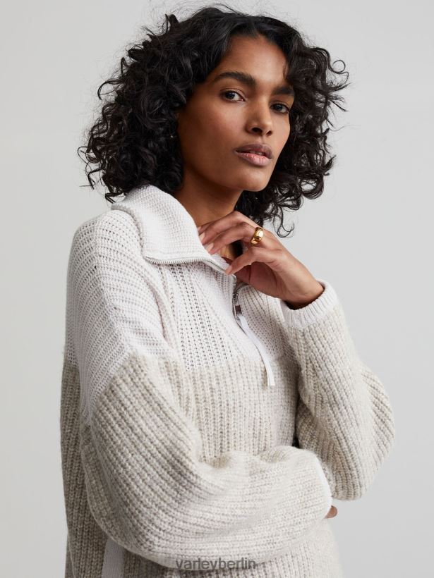 Varley Willard-Pullover mit halbem Reißverschluss Frauen B2X2PN213 Nimbuswolke Bekleidung