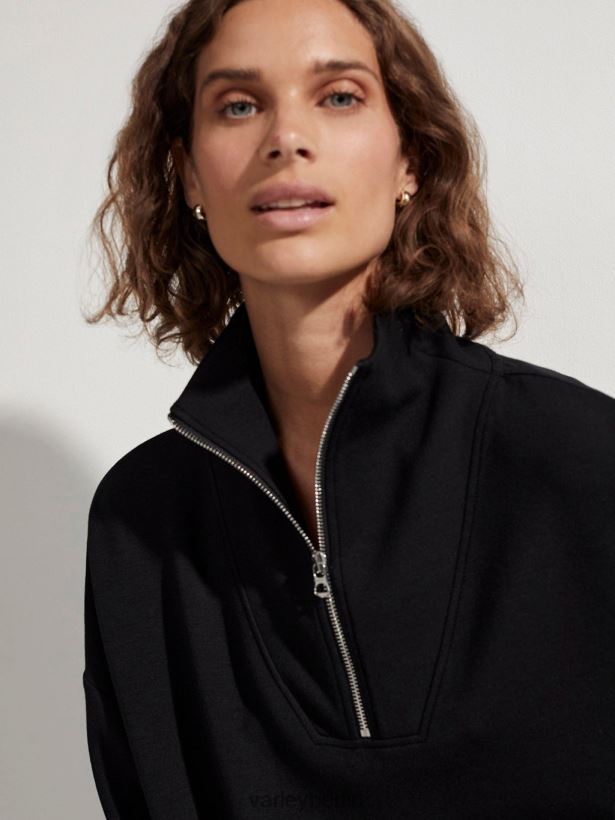 Varley Hawley-Sweatshirt mit halbem Reißverschluss Frauen B2X2PN84 Schwarz Bekleidung