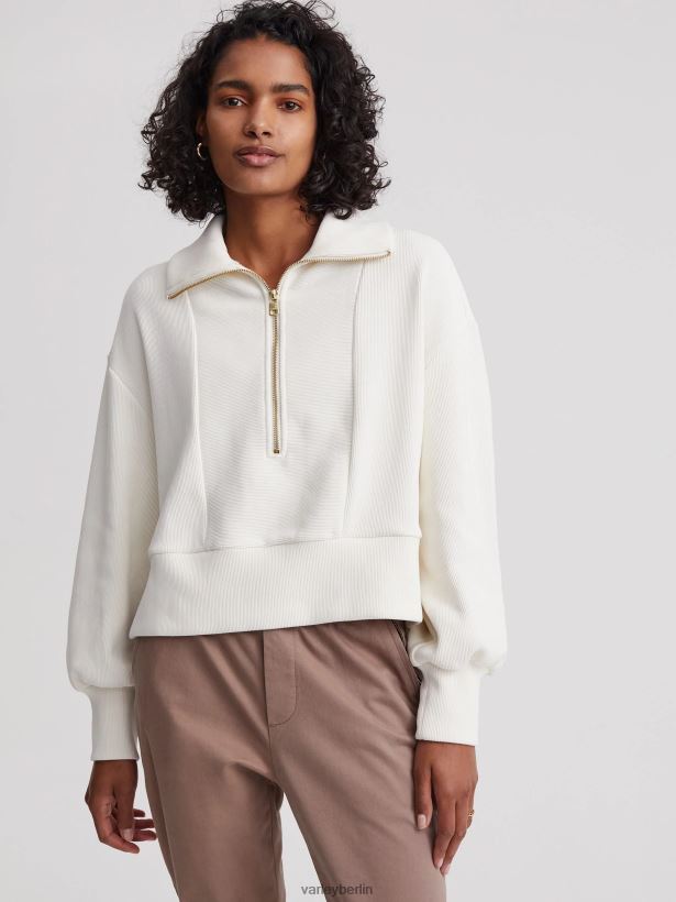 Varley Ramona-Pullover mit halbem Reißverschluss Frauen B2X2PN147 flüstern weiß Bekleidung