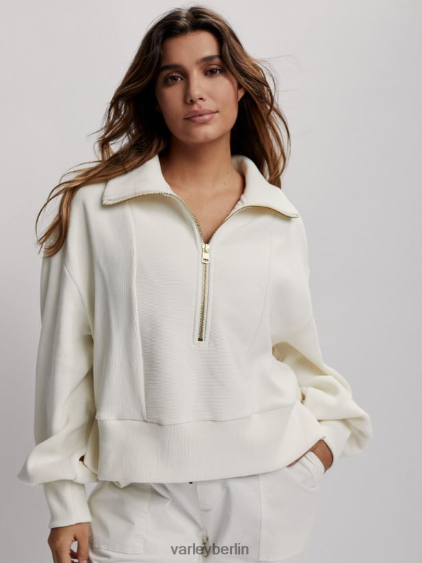 Varley Ramona-Pullover mit halbem Reißverschluss Frauen B2X2PN147 flüstern weiß Bekleidung