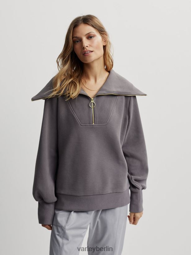 Varley Vine-Pullover mit halbem Reißverschluss Frauen B2X2PN93 tiefe Holzkohle Bekleidung