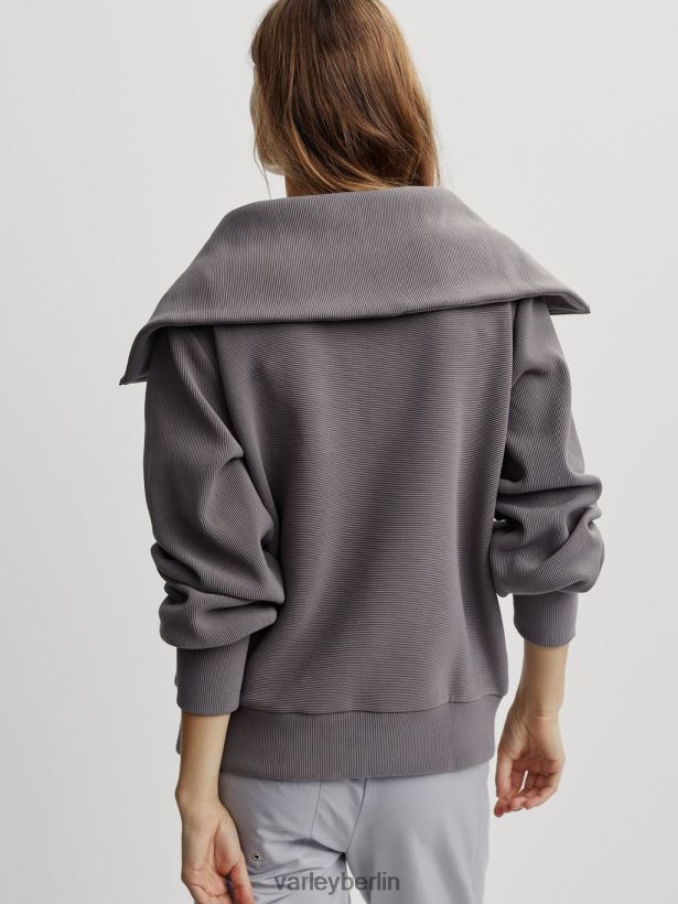 Varley Vine-Pullover mit halbem Reißverschluss Frauen B2X2PN93 tiefe Holzkohle Bekleidung